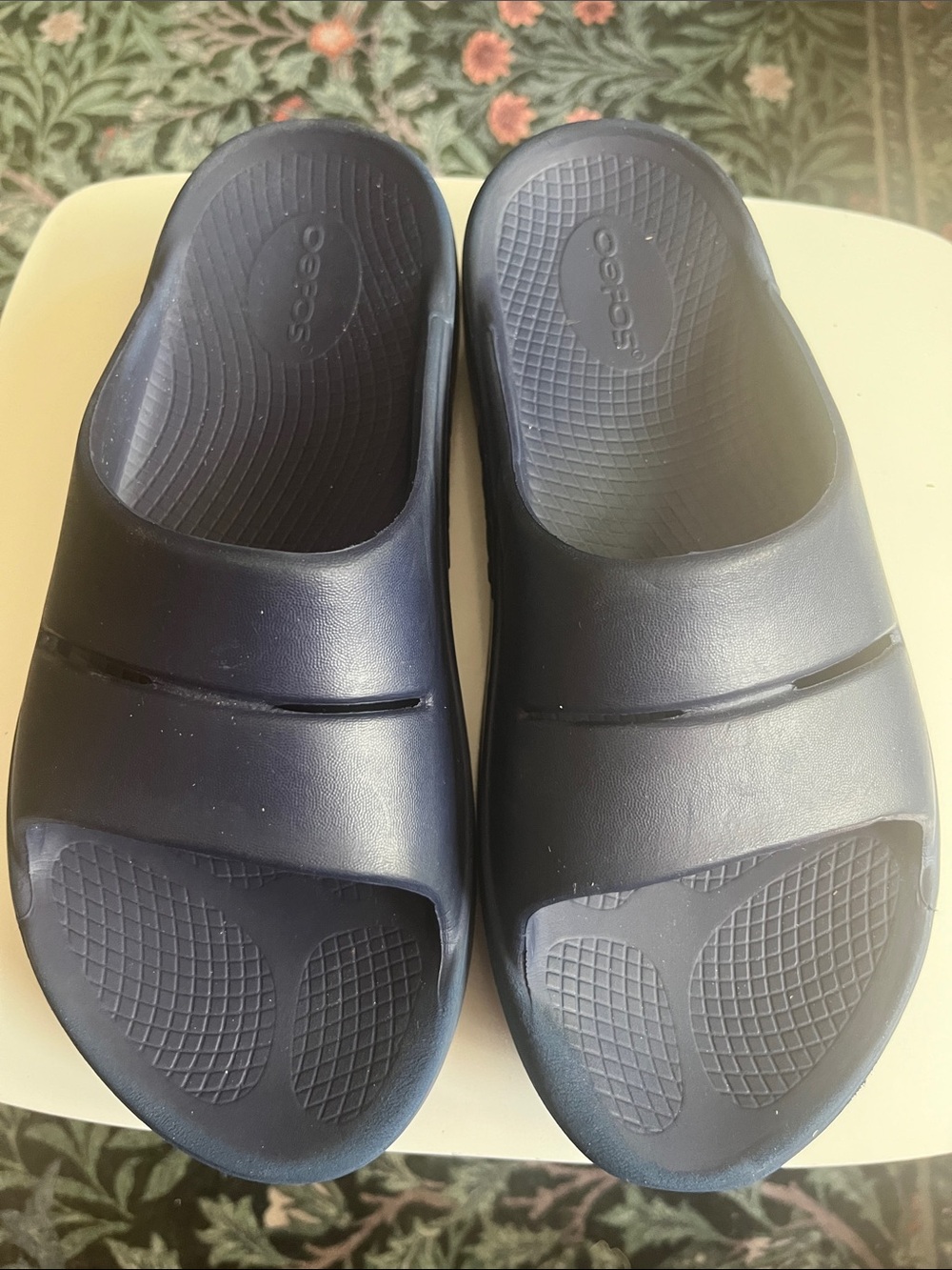 OOFOS Slide Sandals in Navy Blue